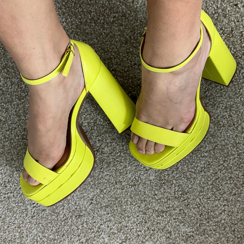 Neon green yellow high heels
